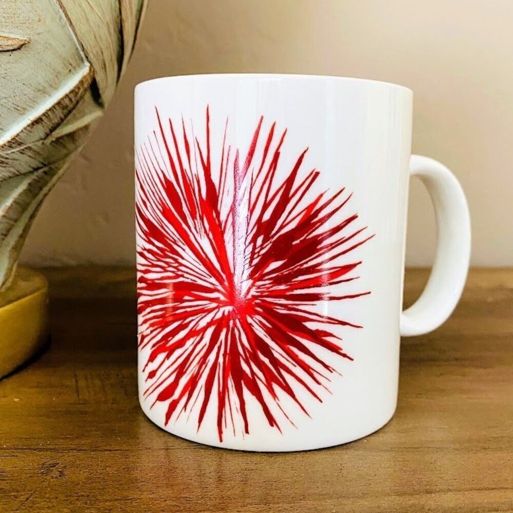 2014 Starbucks White with Red Fireworks Mug